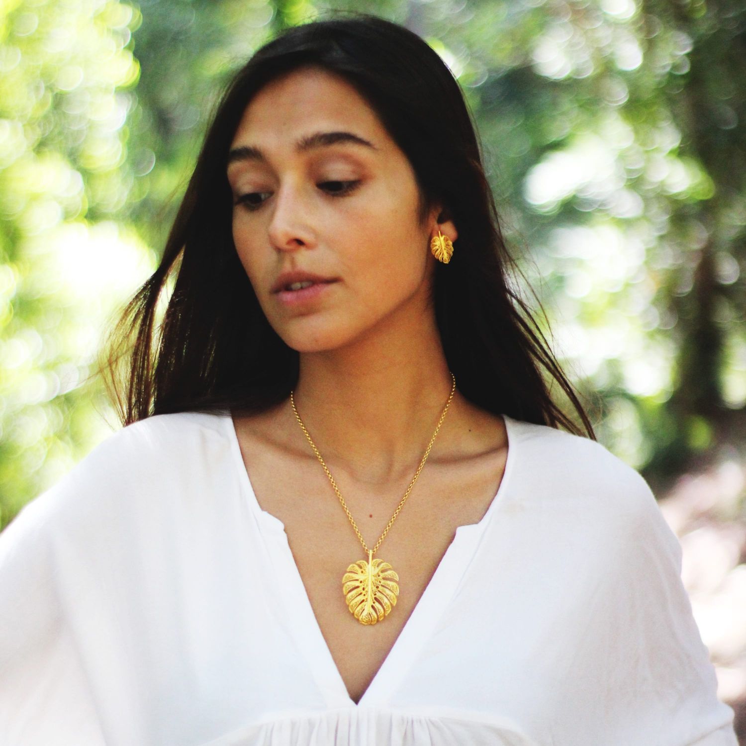 Necklace Monstera XL in Gold Plated Silver Necklace Monstera XL in Gold Plated Silver