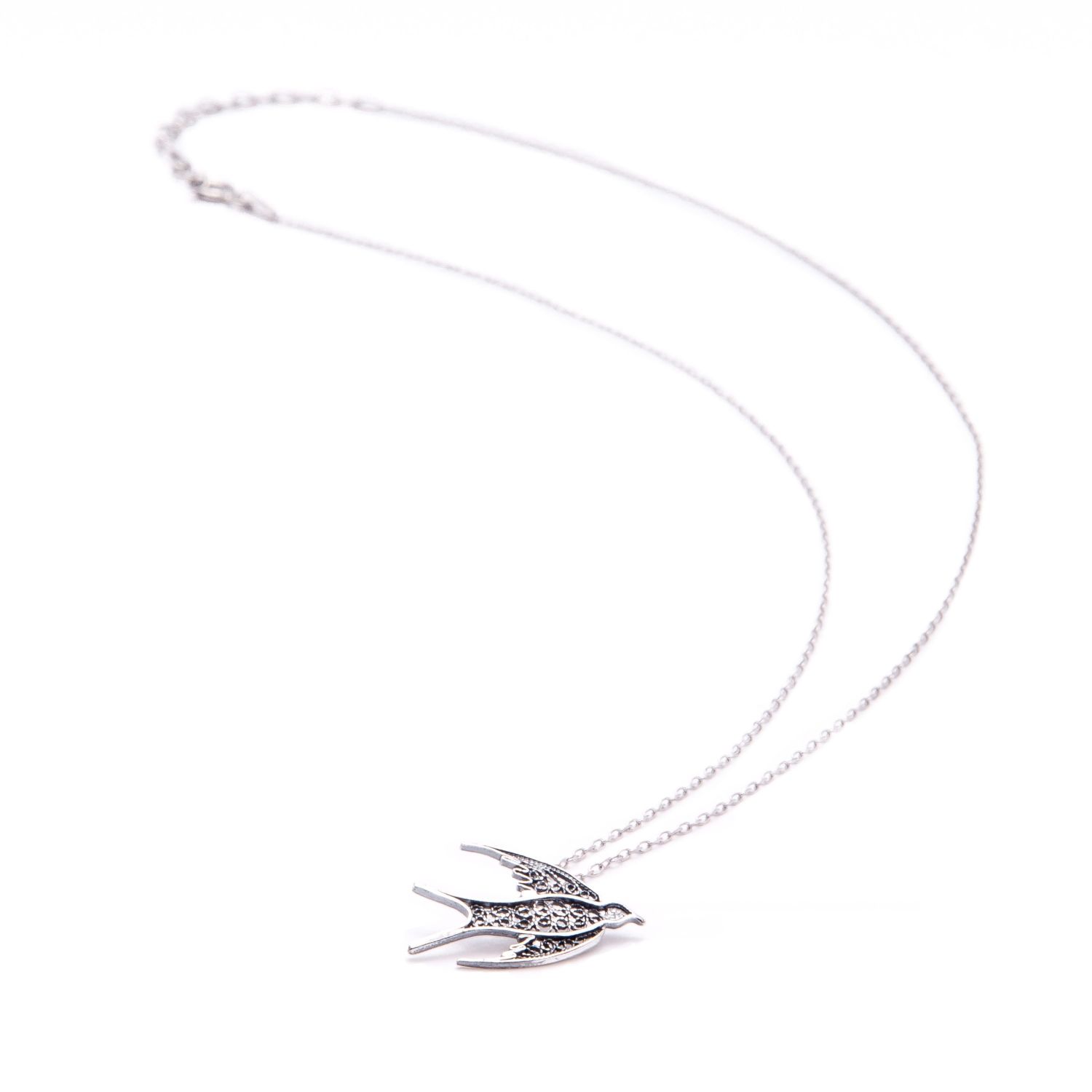 Necklace Swallow in Silver 