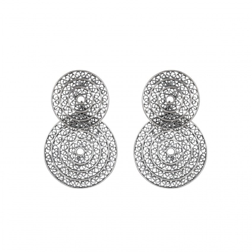 Earrings Two Circles in Silver 