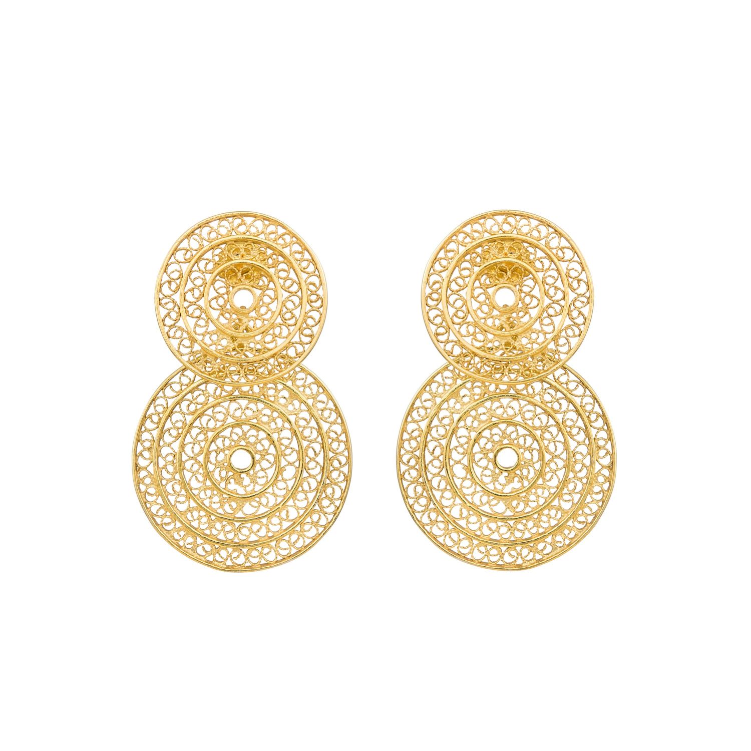 Earrings Two Circles in Gold Plated Silver 