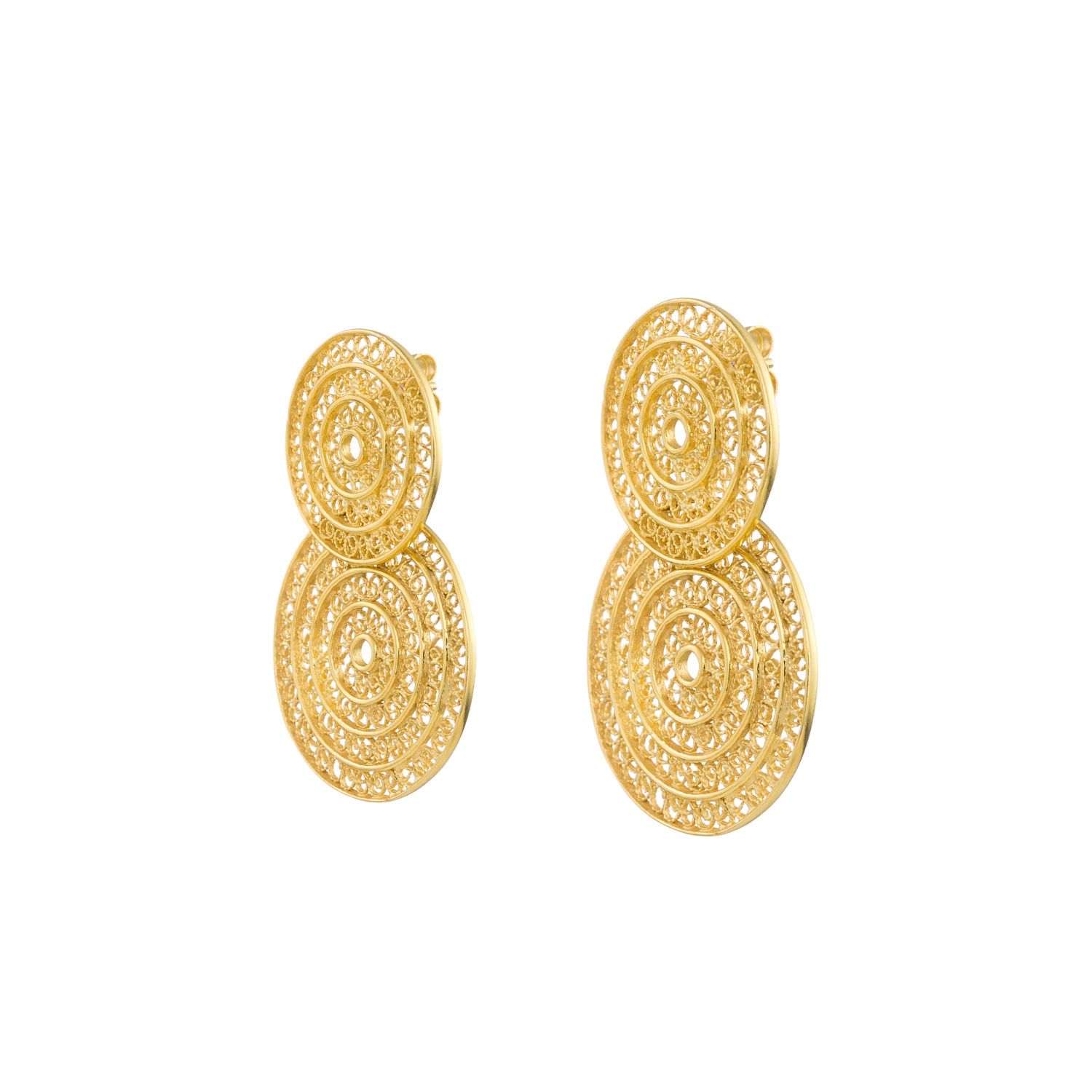 Earrings Two Circles in Gold Plated Silver 