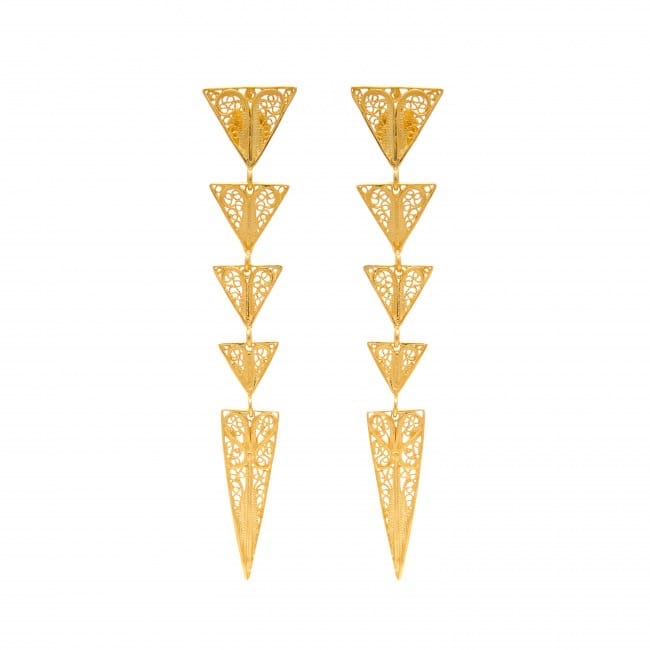 Earrings Triangles in Gold Plated Silver 