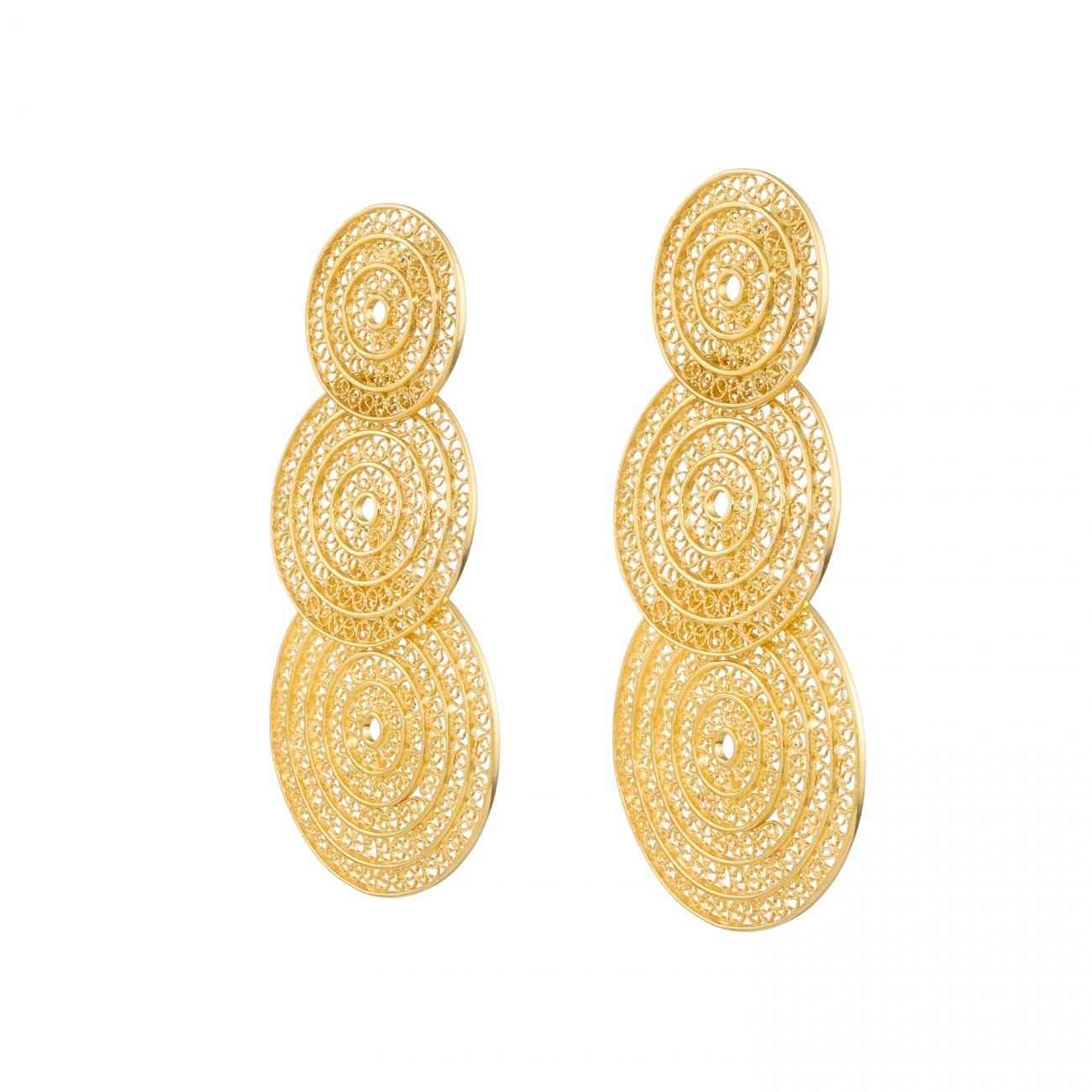 Earrings Three Circles in Gold Plated Silver Earrings Three Circles in Gold Plated Silver