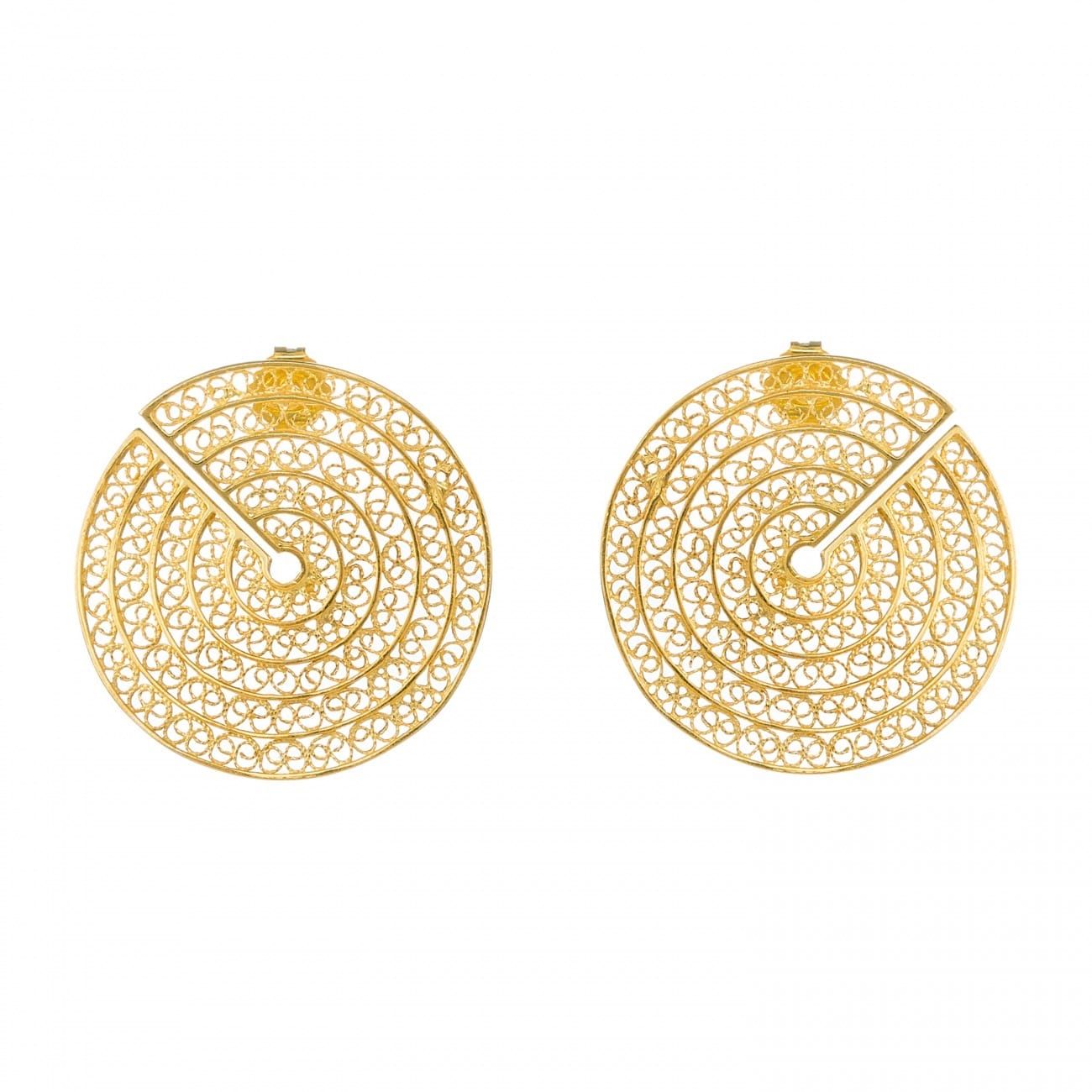 Earrings Cut Circles in Gold Plated Silver 