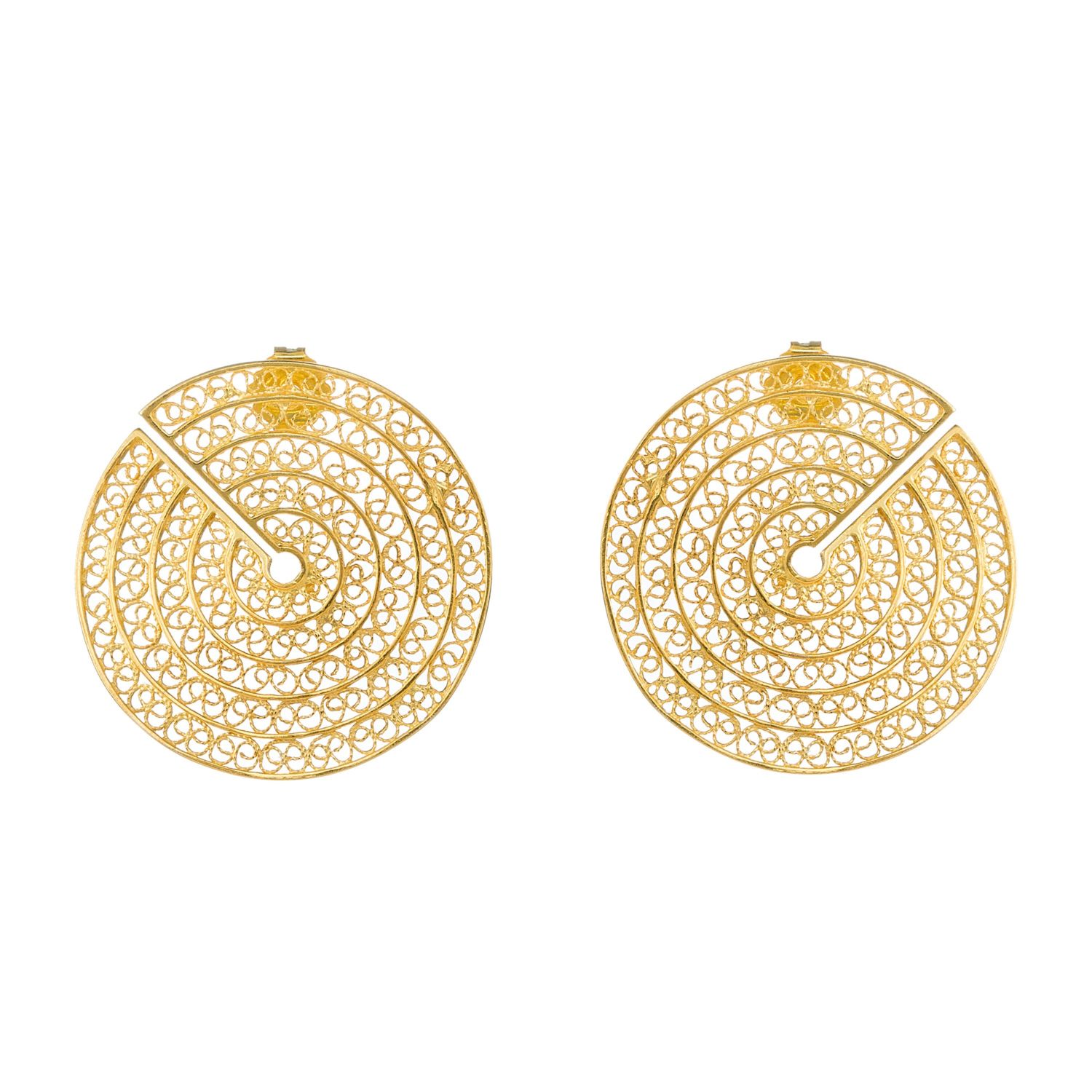 Earrings Cut Circles in Gold Plated Silver Earrings Cut Circles in Gold Plated Silver
