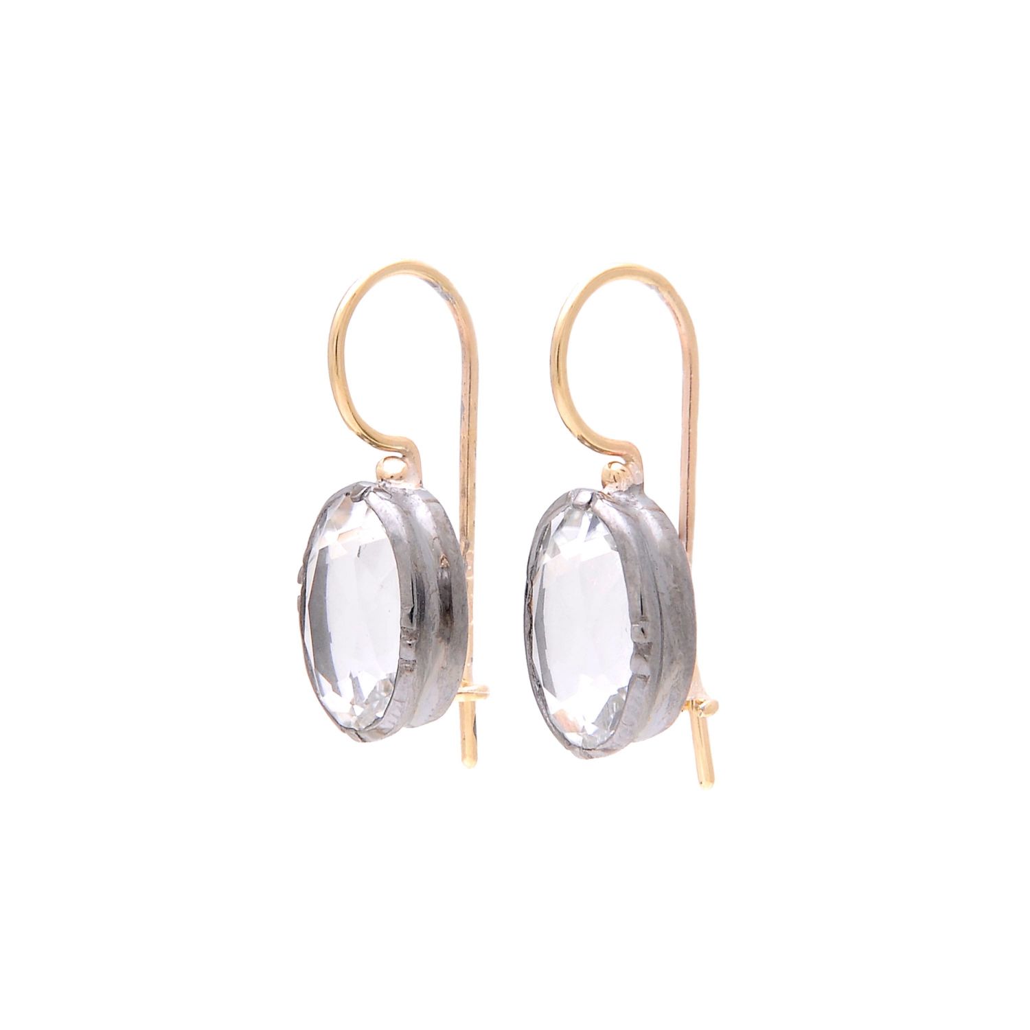 Earrings with Rock Crystal in Silver and Gold 