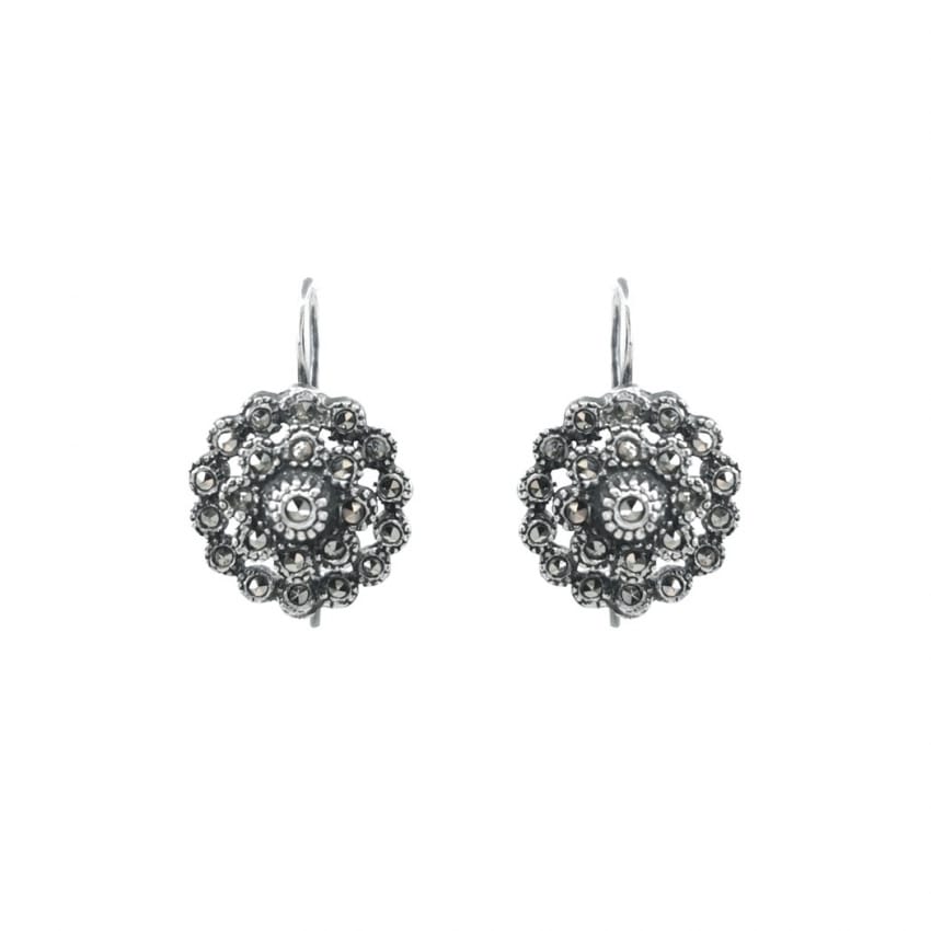 Boucles d'Oreilles Pomme de Pin de Marcassites en Argent 