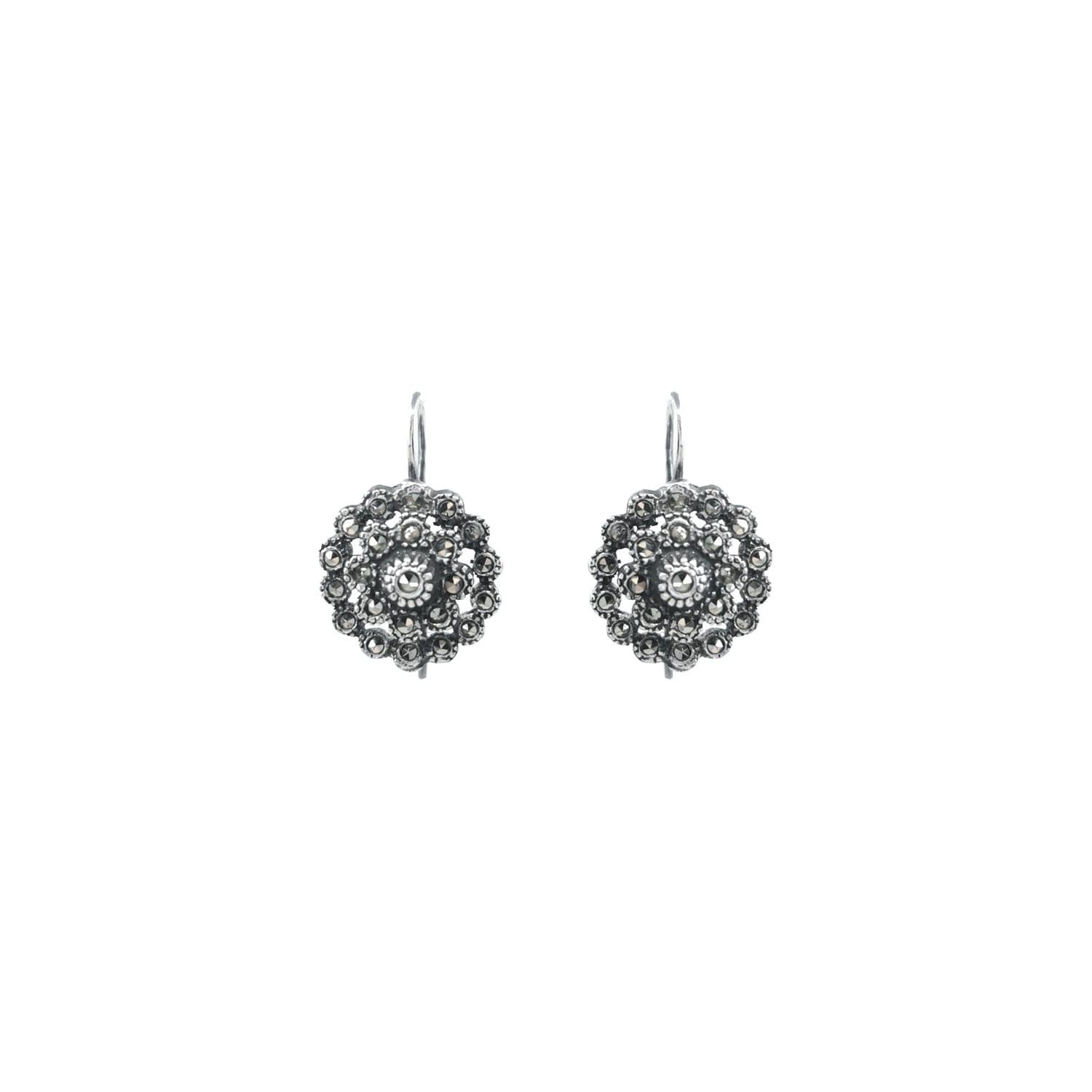 Earrings Pinecone of Marcasites in Silver 