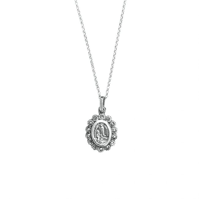 Necklace Our Lady of Fátima with Marcasites in Silver 