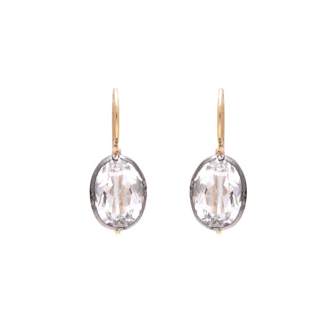 Earrings with Rock Crystal in Silver and Gold 