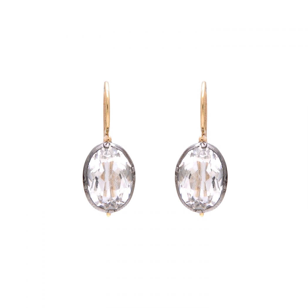 Earrings with Rock Crystal in Silver and Gold 