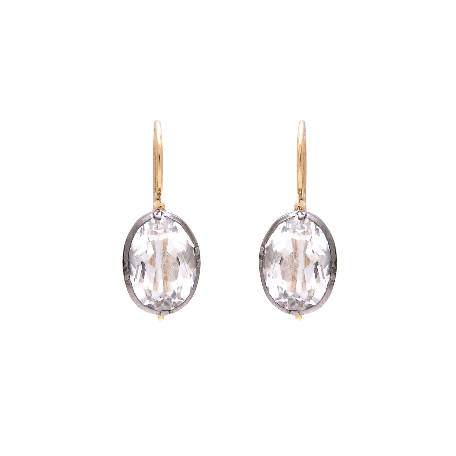 Earrings with Rock Crystal in Silver and Gold 