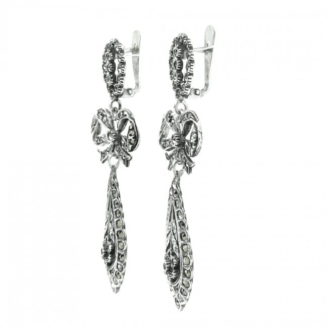 King Earrings of Marcasites in Silver King Earrings of Marcasites in Silver