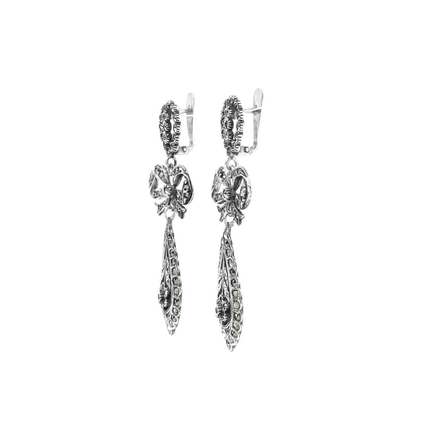 King Earrings Marcasites in Silver King Earrings Marcasites in Silver