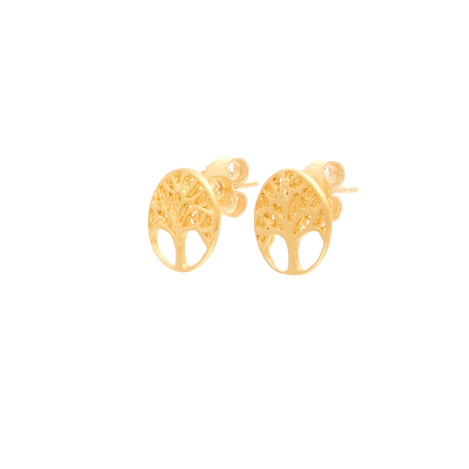 Earrings Tree of Life in Gold Plated Silver 