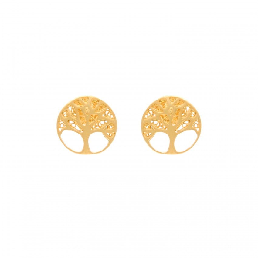 Earrings Tree of Life in Gold Plated Silver 