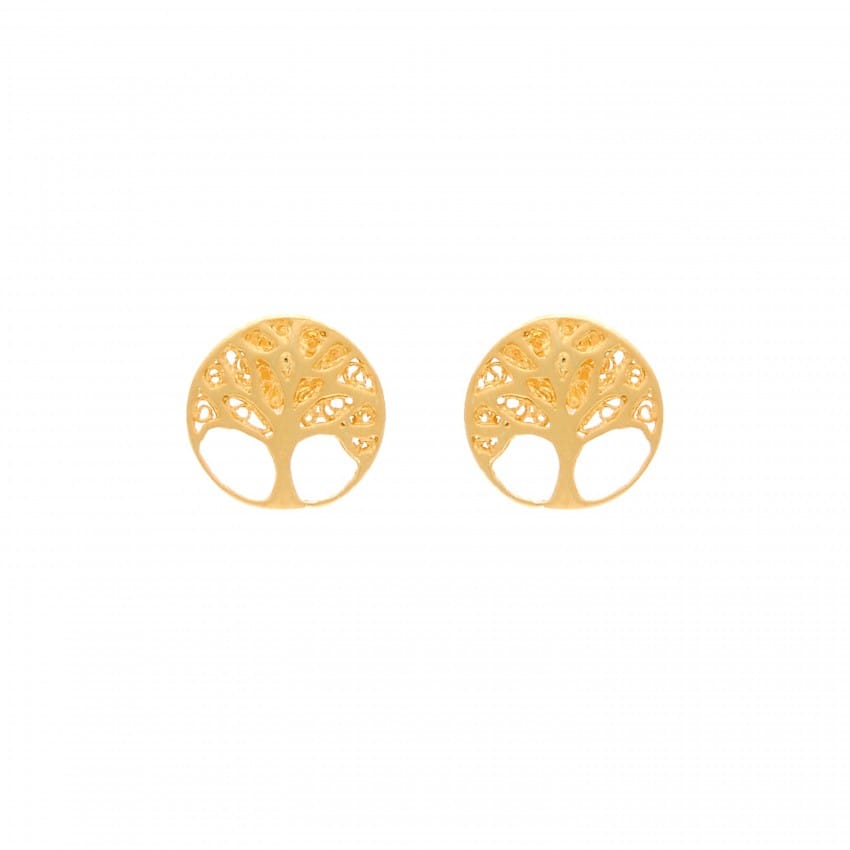 Earrings Tree of Life in Gold Plated Silver 