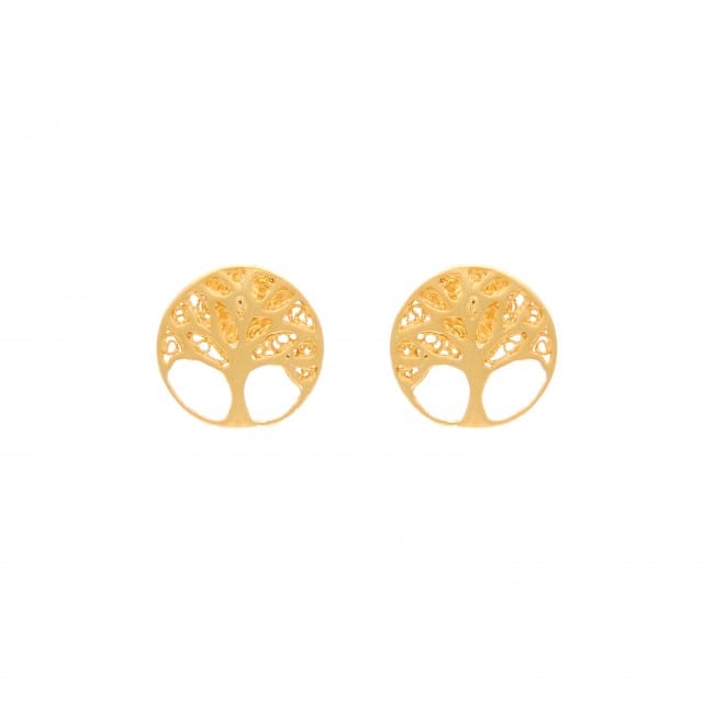 Earrings Tree of Life in Gold Plated Silver 