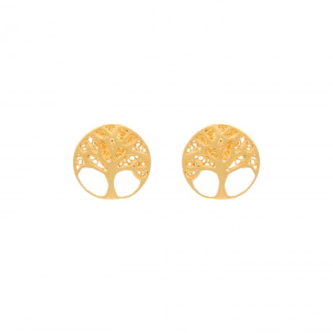 Earrings Tree of Life in Gold Plated Silver 