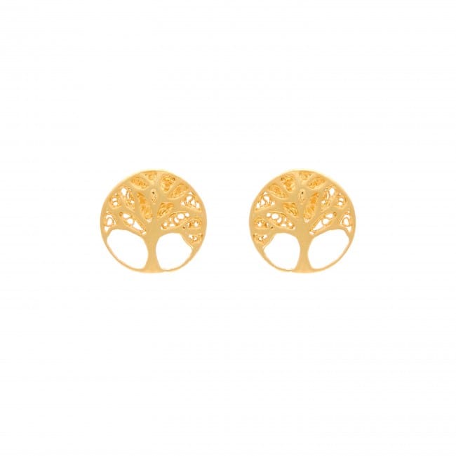 Earrings Tree of Life in Gold Plated Silver