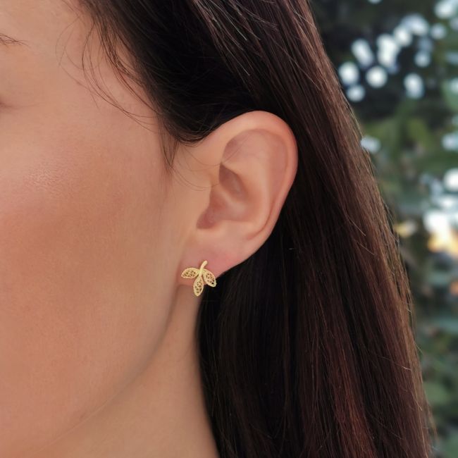 Earrings Leaves in 19,2Kt Gold 