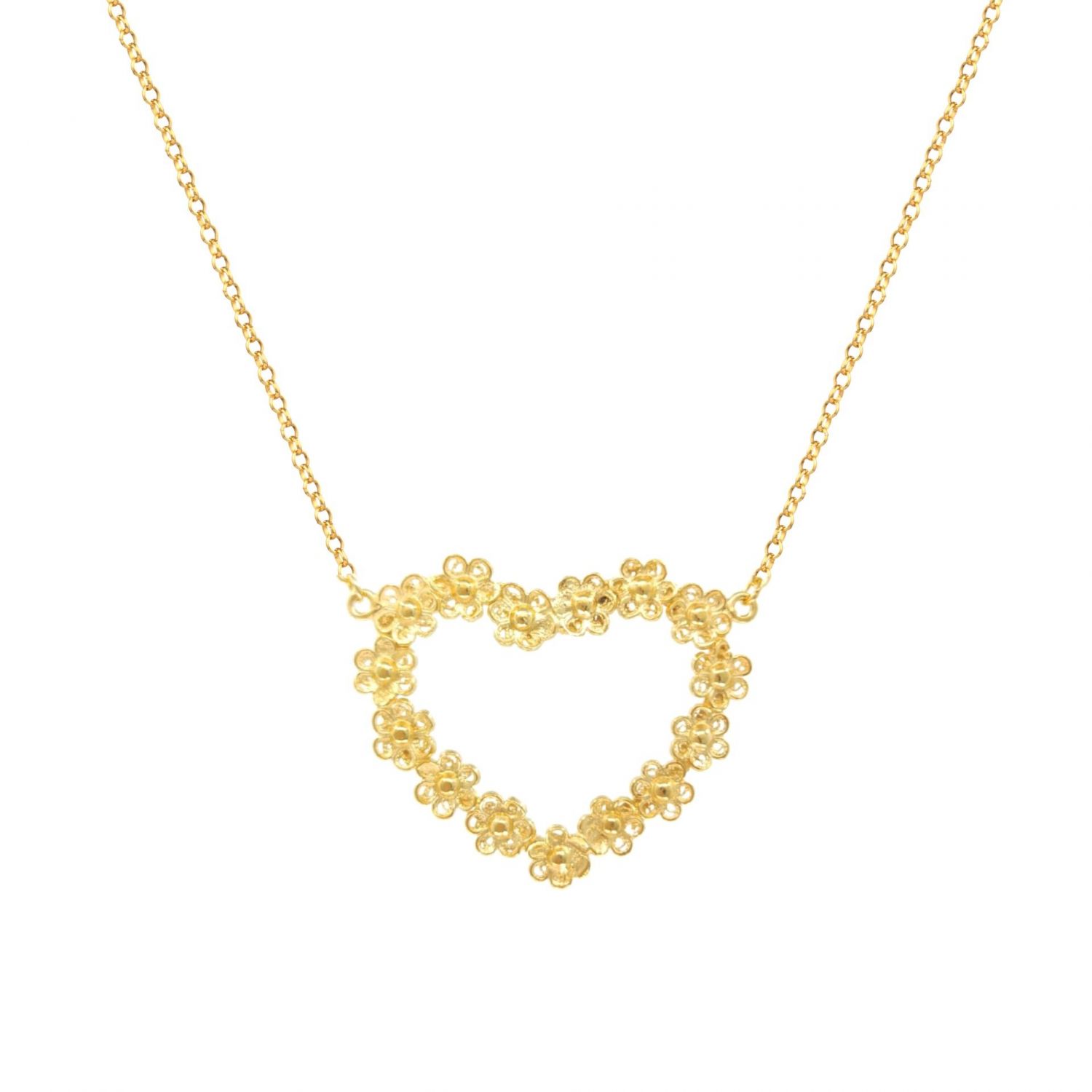 Necklace Heart of Flowers in Gold Plated Silver 