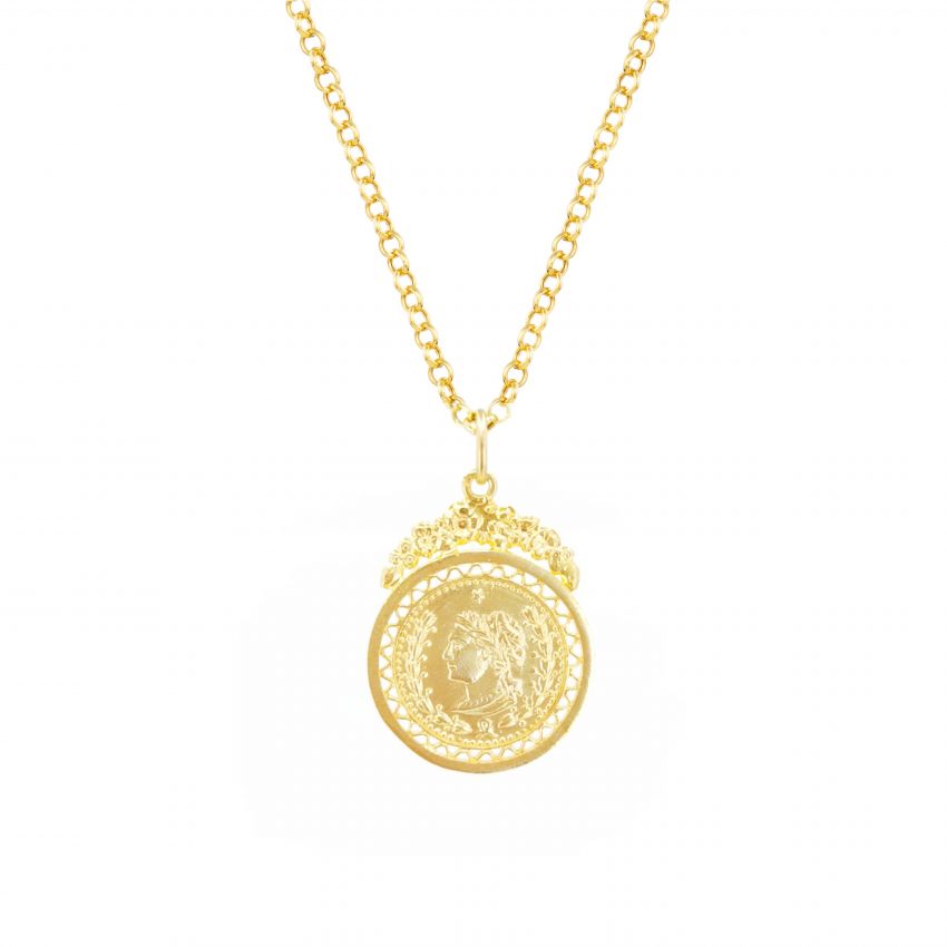 Necklace Coin in Gold Plated Silver 