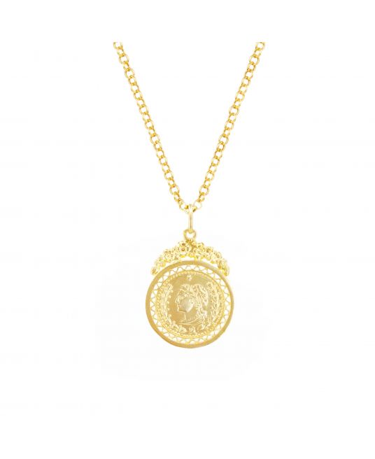 Necklace Coin in Gold Plated Silver 