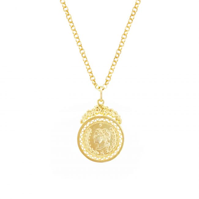 Necklace Coin in Gold Plated Silver 