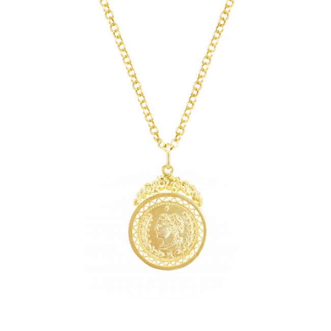 Necklace Coin in Gold Plated Silver 