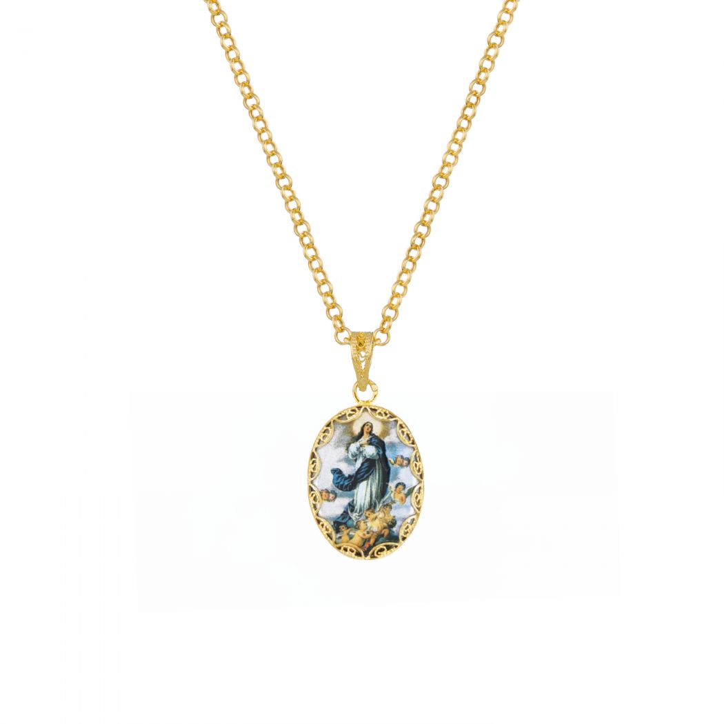 Necklace Our Lady of Conception in Gold Plated Silver 