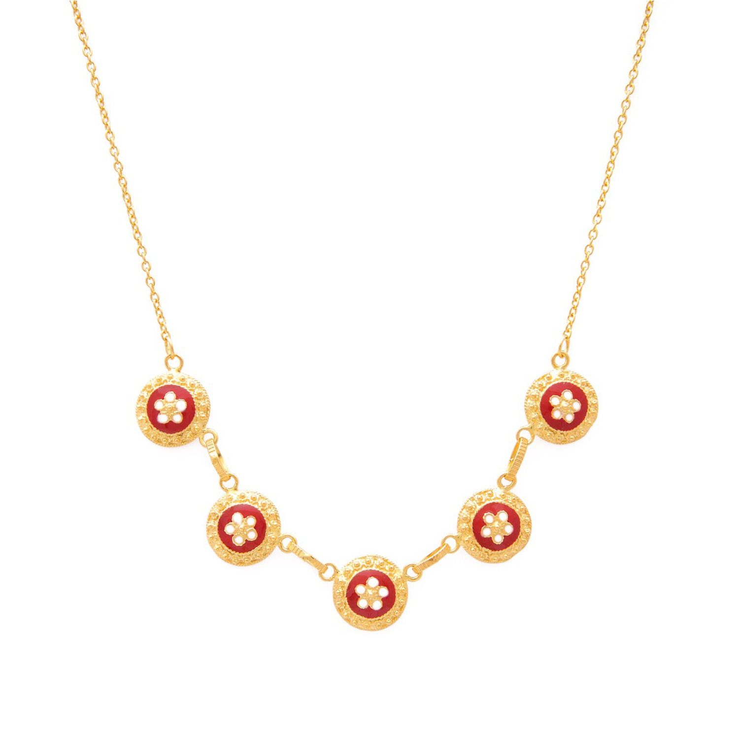 Necklace Red Caramujos in Gold Plated Silver Necklace Red Caramujos in Gold Plated Silver