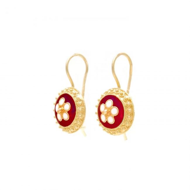 Earrings Red Caramujo in Gold Plated Silver Earrings Red Caramujo in Gold Plated Silver