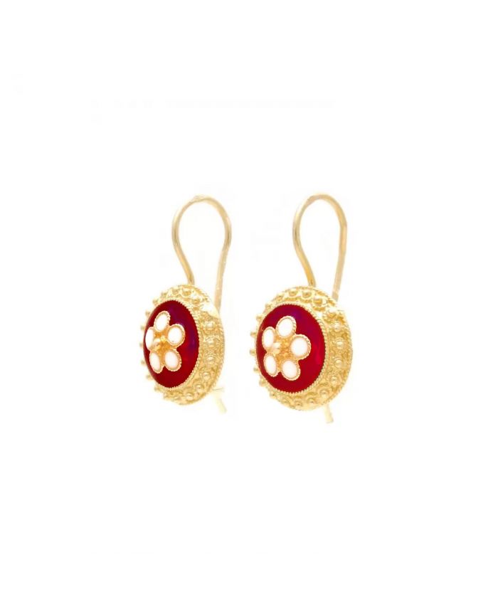 Earrings Red Caramujo in Gold Plated Silver - Portugal Jewels