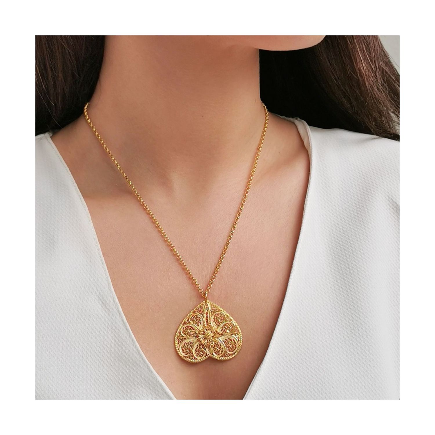 Necklace Butterfly Filigree in Gold Plated Silver Necklace Butterfly Filigree in Gold Plated Silver
