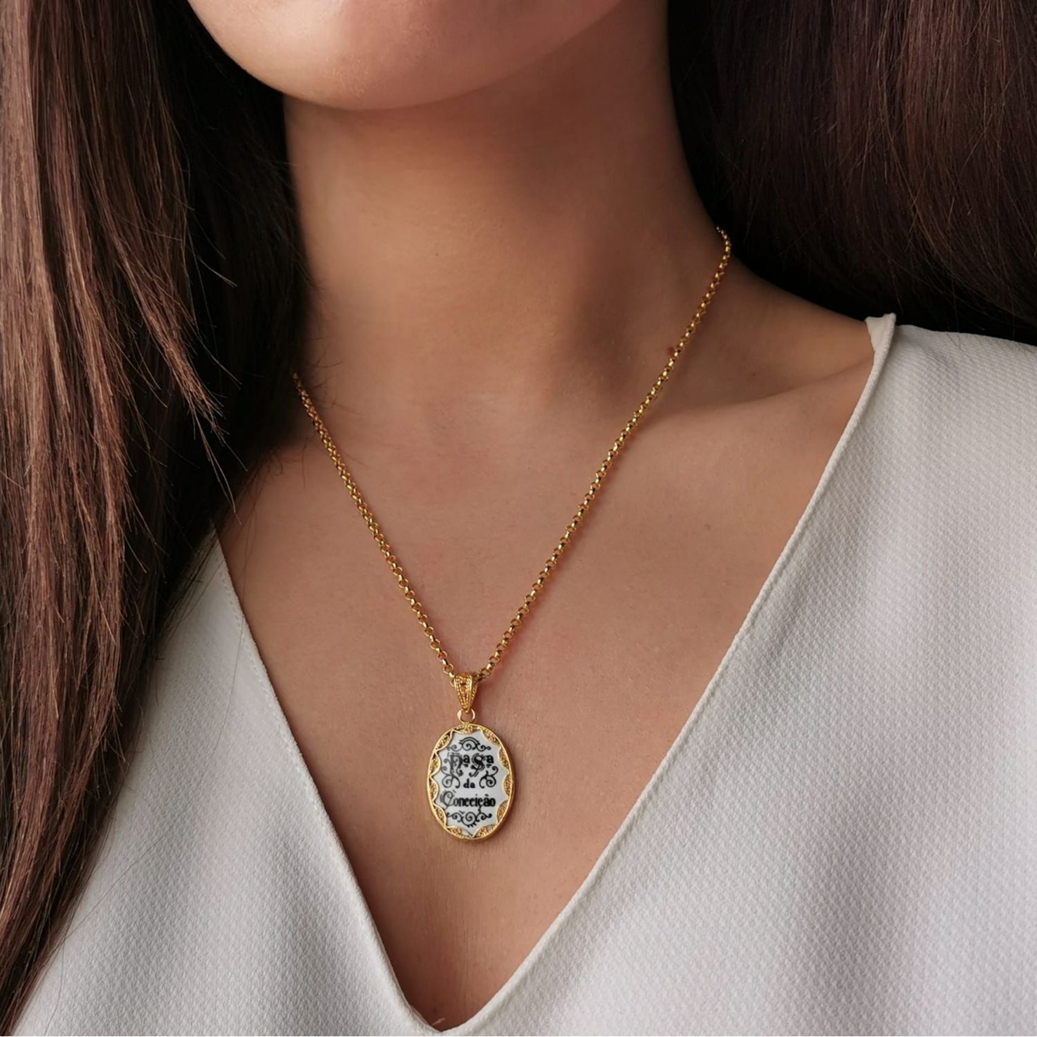 Necklace Our Lady of Conception in Gold Plated Silver Necklace Our Lady of Conception in Gold Plated Silver