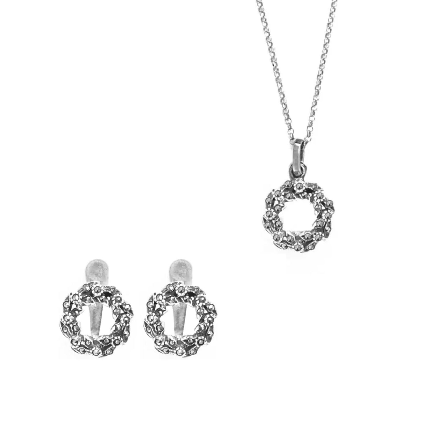 Set Crown Marcasites in Silver Set Crown Marcasites in Silver