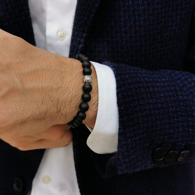 Bracelet Conta in Silver and Onyx 