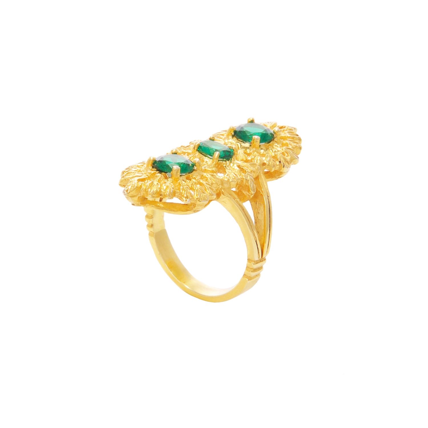 Ring Queen Emerald Triple in Gold Plated Silver Ring Queen Emerald Triple in Gold Plated Silver