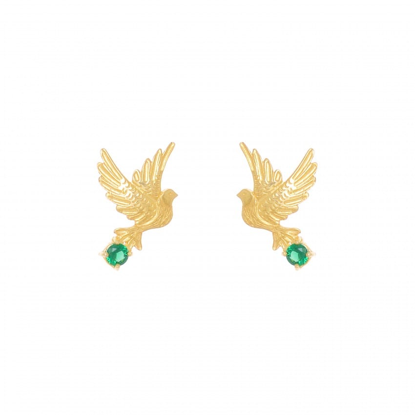 Earrings Dove Green in Gold Plated Silver 