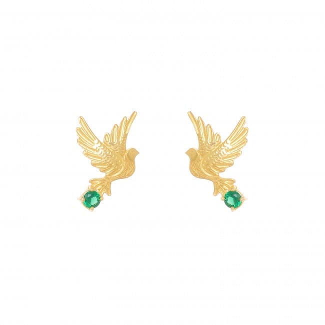 Earrings Dove Green in Gold Plated Silver 