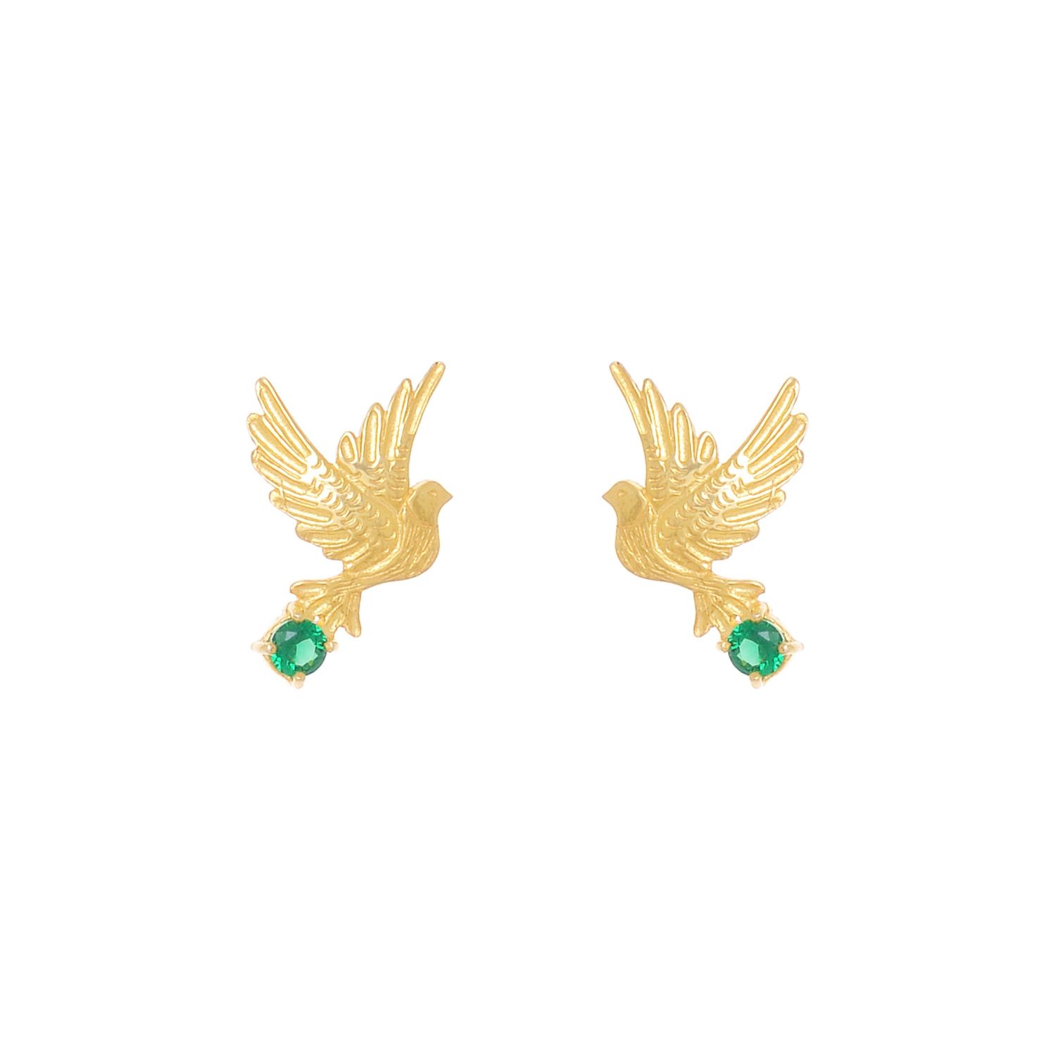 Earrings Dove Emerald in Gold Plated Silver Earrings Dove Emerald in Gold Plated Silver
