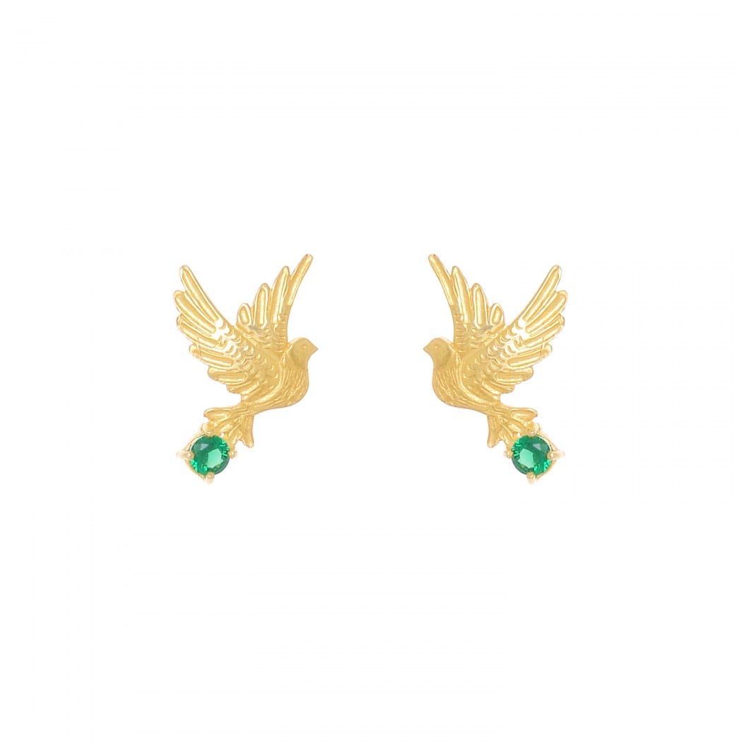 Earrings Dove Green in Gold Plated Silver 