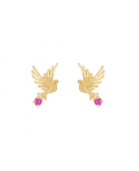 Earrings Dove Red in Gold Plated Silver 