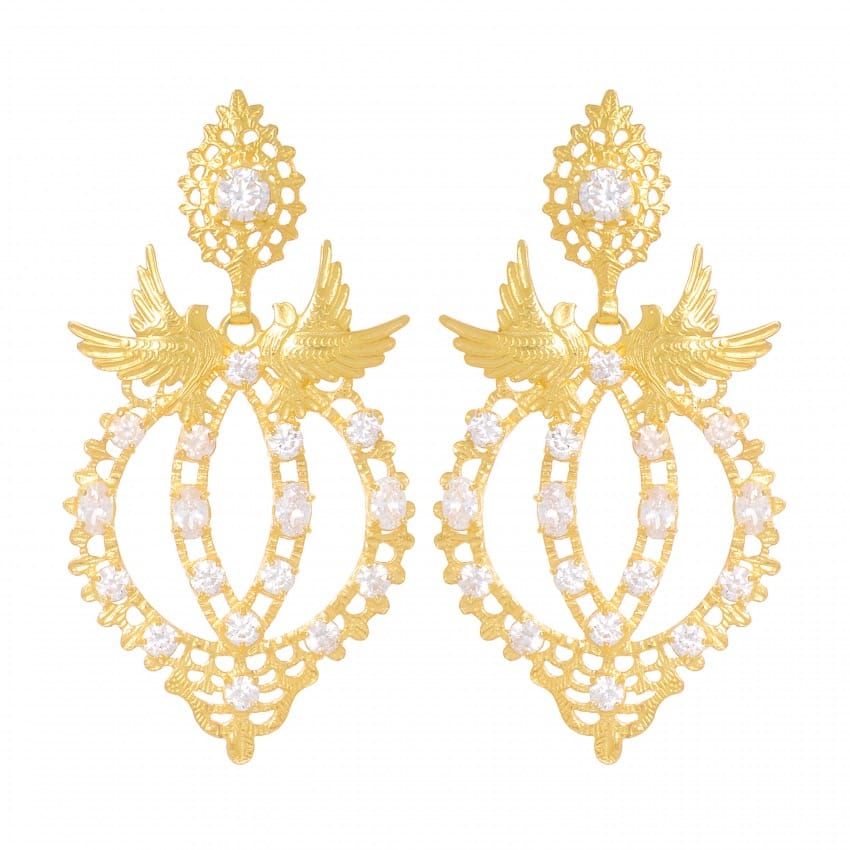 Earrings Queen Dove in Gold Plated Silver 