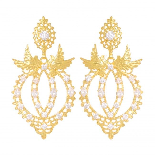 Earrings Queen Dove in Gold Plated Silver 