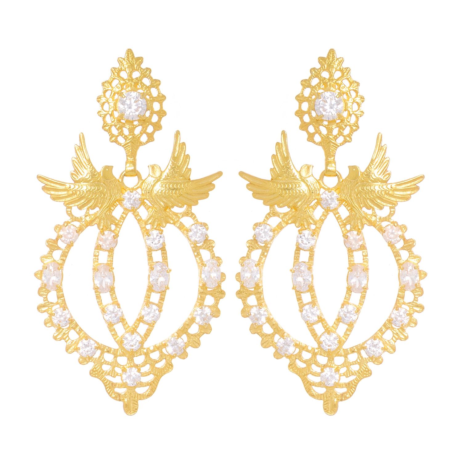 Earrings Queen Dove Zirconia in Gold Plated Silver Earrings Queen Dove Zirconia in Gold Plated Silver