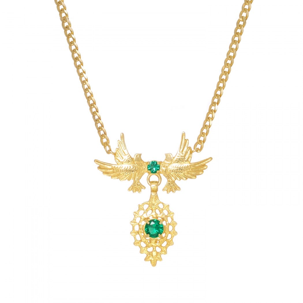 Necklace Queen Dove Green in Golden Plated Silver 