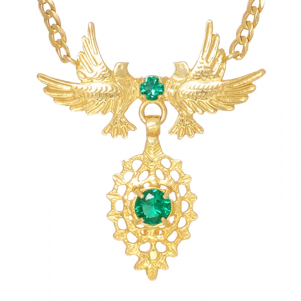 Necklace Queen Dove Green in Golden Plated Silver 