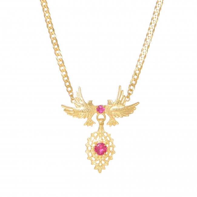 Necklace Queen Dove Ruby in Golden Plated Silver